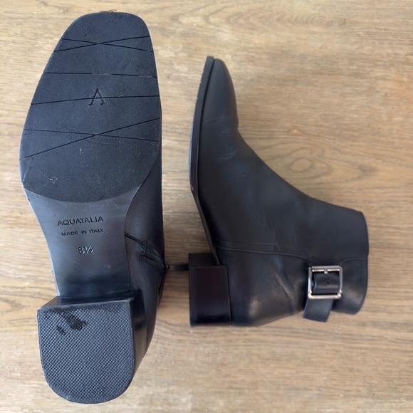 Aquatalia Short Ankle Boot-Black Genuine Leather-Made In Italy-Women's‎ Size 8.5 - Picture 9 of 14